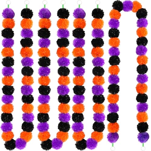 Artificial Marigold Garland 5 Feet - Orange Black Purple Diwali Wedding Decorations, Set of 3