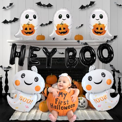 Halloween Balloon Set Hey Boo - 23Pcs Ghost Bat Foil Balloons Party Decorations