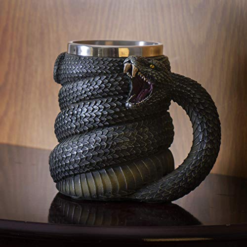 Serpent Snake Coffee Mug 16 fl oz with Removable Stainless Steel Insert - Green Anaconda Drinkware