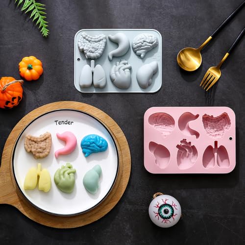 Halloween Realistic Human Organ Silicone Mold 2 Pack for Cake & Candy Decoration