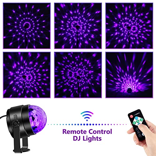 Litake UV Black Light Party Set - 3 Sound-Activated LED Disco Ball Strobe Lights for Glow Events