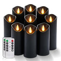 Black Flameless LED Candles Set with Remote Timer - Halloween & Gothic Decor - 9 Pack