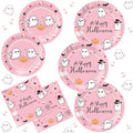 Pink Halloween Party Plates & Napkins Set for 48 Guests - Spooky Birthday Supplies