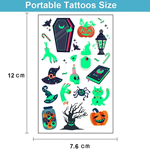 Glow in the Dark Halloween Temporary Tattoos for Kids & Adults 360pcs