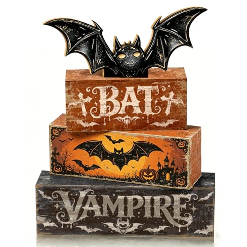 Halloween Bat Decor Indoor - Rustic Farmhouse Style Bat Accent for Tabletop & Tray Decor - Variation: Bat