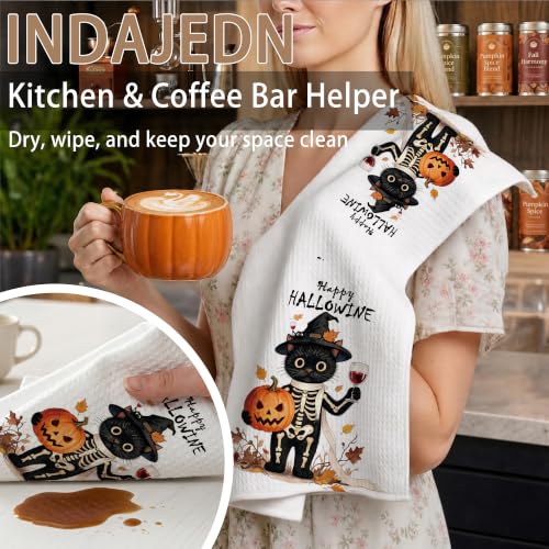Funny Halloween Black Cat Skeleton Hand Towel - Cat Halloween Variation