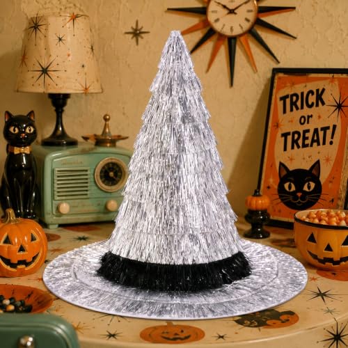 Halloween Witch Hat Decorations - 2 Pcs Silver Costume Party Accessories