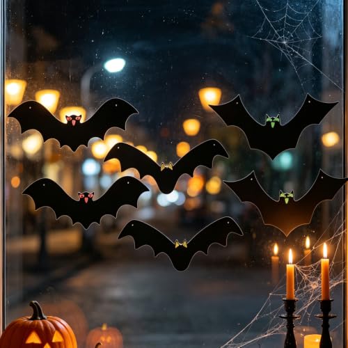 Black Halloween Hanging Bats Set - 3D Realistic Flying Bat Decorations for Yard & Indoor, 18pcs