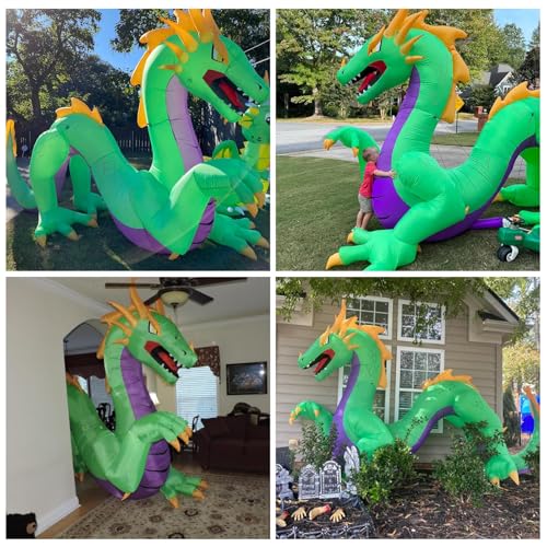 14FT Green Dragon Halloween Inflatable Outdoor Decoration with LED Lights