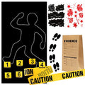 Crime Scene Decoration Kit for Murder Mystery & Halloween Parties - Body Silhouette, Caution Tape, Evidence Markers & Stickers