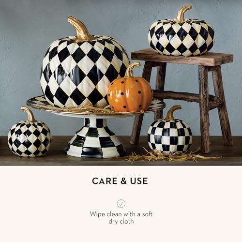 Small Decorative Pumpkin with Harlequin Pattern - Fall & Halloween Home Decor - Courtly Harlequin Squashed
