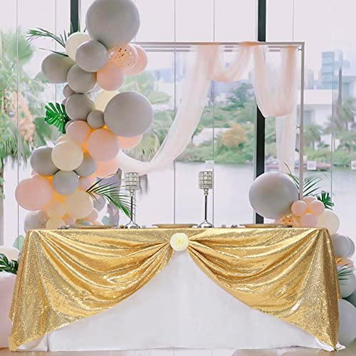 Eternal Beauty Gold Sequin Rectangle Tablecloth 90x132 Inch for Weddings Parties Events - Variation: Gold 132" x 90"