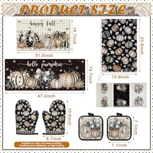 Black Polka Dot Pumpkin Fall Kitchen Decoration Gift Set - 10 Pieces, Variation: Black Pumpkin