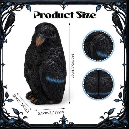 Gothic Crow Bookends Pair - Dark Raven Sculptures for Halloween Decor