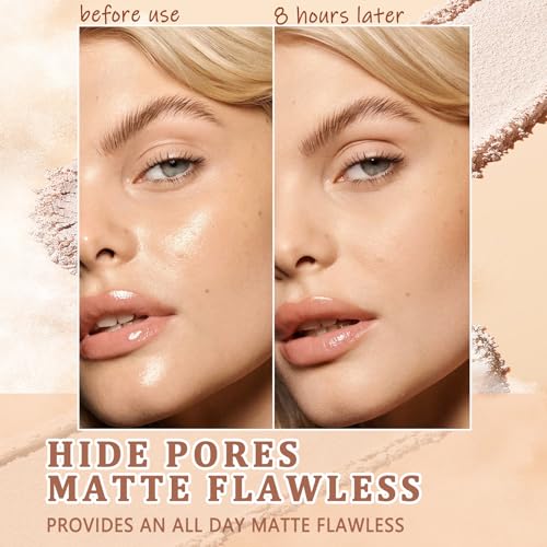 Oil Control Face Pressed Powder Compact - Natural Beige, Matte Finish
