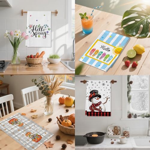 Seasonal Kitchen Towels and Dishcloths Set - 20 Pack, 18x26 Inches
