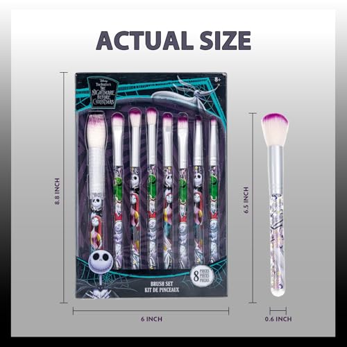 Nightmare Before Christmas 8-Piece Makeup Brush Set for Girls - Themed Collection