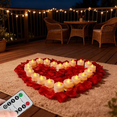 Remote Control Flameless Tea Lights with Timer 18-Pack, Battery Operated LED Candles for Wedding Halloween Christmas