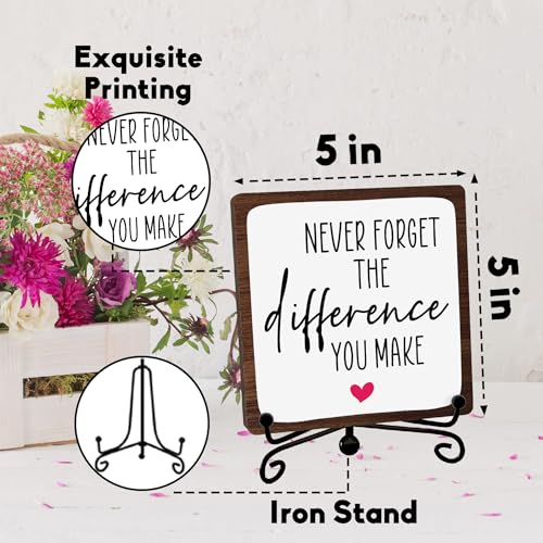 Never Forget Inspirational Wooden Sign with Metal Stand - Desk Decor Gift