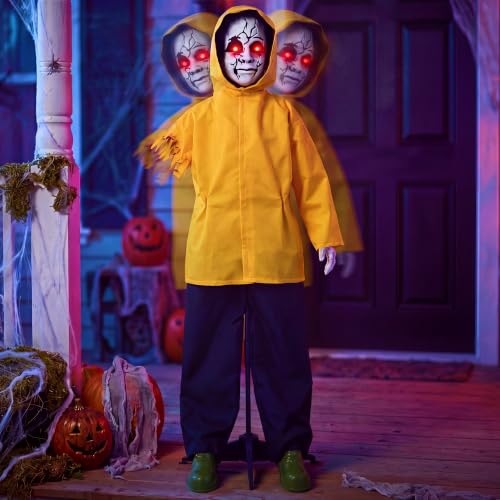 Halloween Ghost Animatronic Prop 49 Inch Life Size Outdoor Scary Decor with Glowing Eyes & Sound Activation