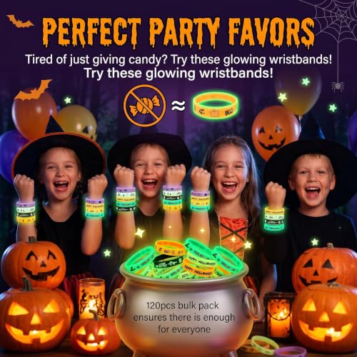 Halloween Rubber Bracelets Bulk Party Favors Wristbands - Set of 50