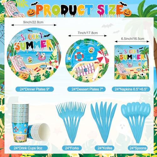 Summer Halloween Skeleton Party Supplies Set - 168 Pieces for Spooky Celebration