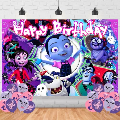 Vampirina Cartoon Birthday Backdrop Banner for Kids Party - 5x3FT