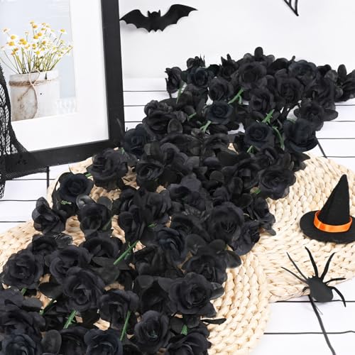 Black 12Pcs 8.2Ft Artificial Rose Vine Garland for Wedding & Home Decor