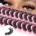 Wispy Mink Lashes Fluffy Cat Eye Fake Strips - 18mm Dramatic 3D Faux Mink