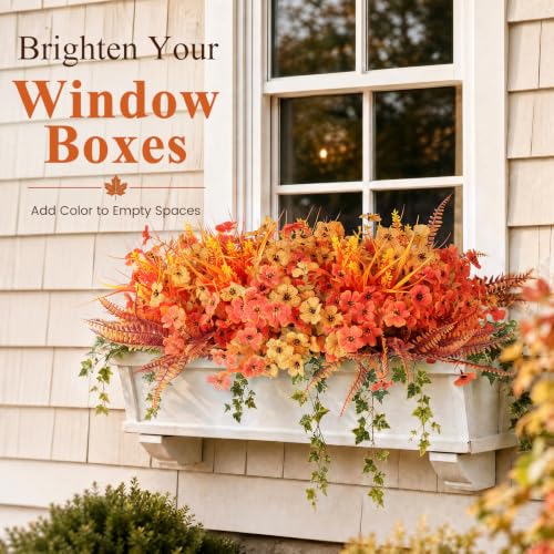 Artificial Fall Mums Outdoor Flowers Set - UV Resistant 30 Pieces