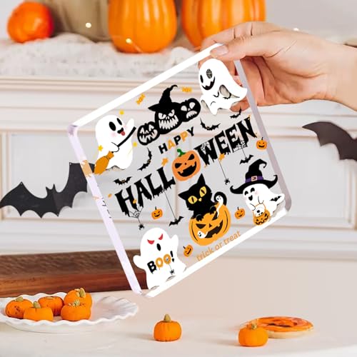 Halloween Ghost Acrylic Ornament Decor - Scary Cute Pumpkin Bat Witches Set