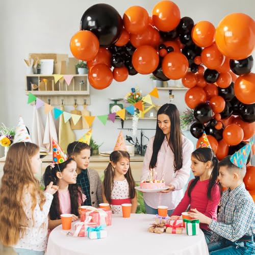 Black Orange Balloon Arch Kit - 134pcs Back to School Halloween Decoration