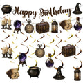 Multicolor Magical Birthday Party Decorations Banner & Hanging Swirls Set