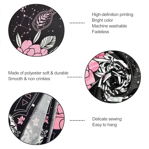 Pink & Black Gothic Skull Tapestry for Bedroom - Witchy Wall Decor 60 x 44 inches