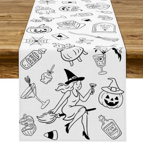 Halloween Bachelorette Table Runner Witch Bridal Shower Decor 13x72 Inch