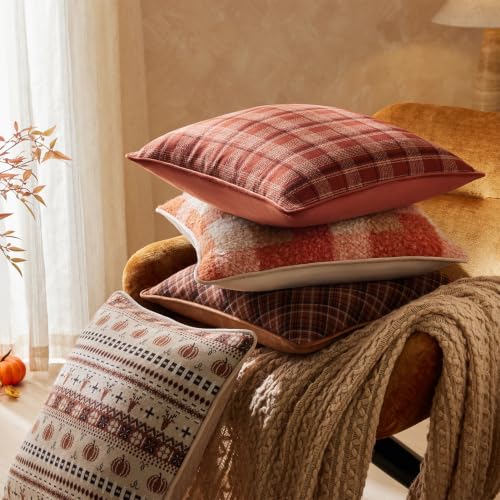 Fall Pumpkin Pillow Cover 18x18 Inches with Piping - Burnt Orange - Kevin Textile