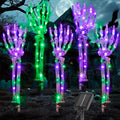 5-Pack Outdoor Halloween Skeleton Arm Stakes with Green & Purple LEDs - Solar Lighted Decor