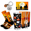 Halloween Gift Set with 20oz Tumbler, Socks, Pumpkin Keychain & Accessories