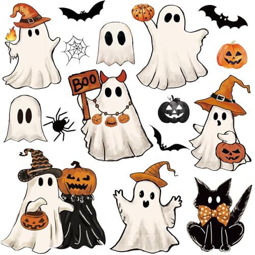 Halloween Refrigerator Magnets 16-Pack Ghost Pumpkin Black Cat Decor Set