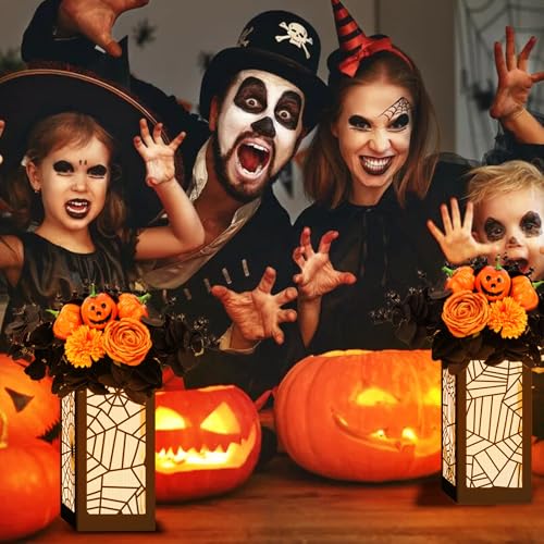 Halloween Table Centerpieces Boxes - 8 Pcs Spider Web Design, Black Variation