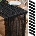 12 Pack Black Cheesecloth Table Runners 10FT for Halloween and Boho Decor