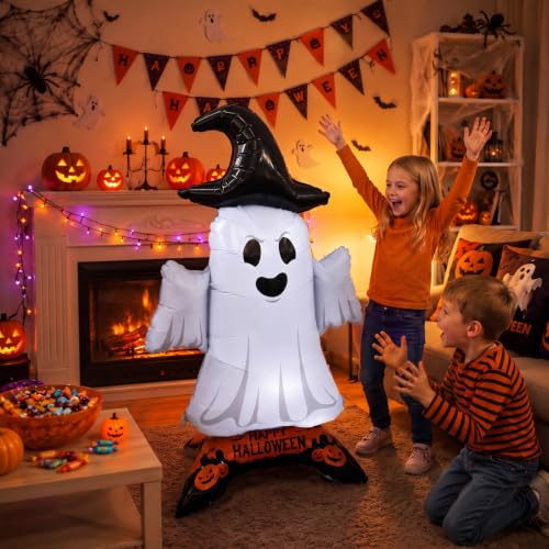 Halloween Ghost Foil Balloon - 43.3 Inches Self-Standing Ghost with Base & Scythe