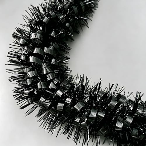 Black Tinsel Garland 33Ft Christmas Decorations Festive Holiday Party Decor