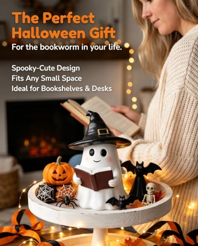 Small Reading Ghost Figurine Halloween Indoor Decor Cute Home Decoration