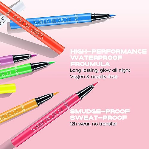 UV Neon Liquid Eyeliner - Matte, Waterproof, Smudge-proof - Neon Orange, 8 Colors