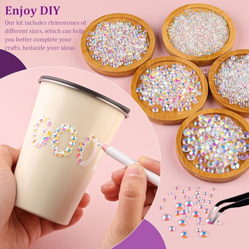 Resin Jelly Rhinestones with Glue Set for Crafting - Flatback Crystals, AB Finish, 2 Boxes