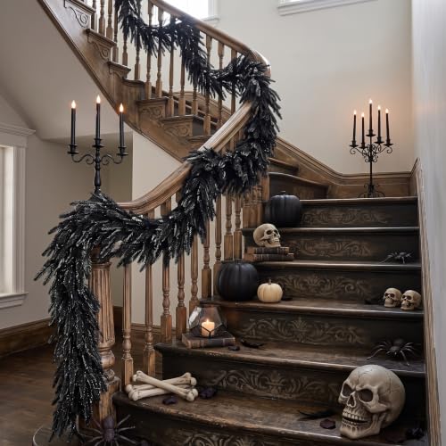 Halloween Black Norfolk Pine Garland - 6 ft Faux Halloween Decor — Variation of Norfolk Pine