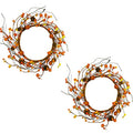 Fall Wreath Berries Seeds and Mini Pinecones - 12 Inch Halloween Thanksgiving Decor - 2 Pieces