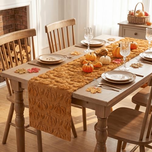Caramel Faux Fur Table Runner 13x48 Inch - Fall Home Decor