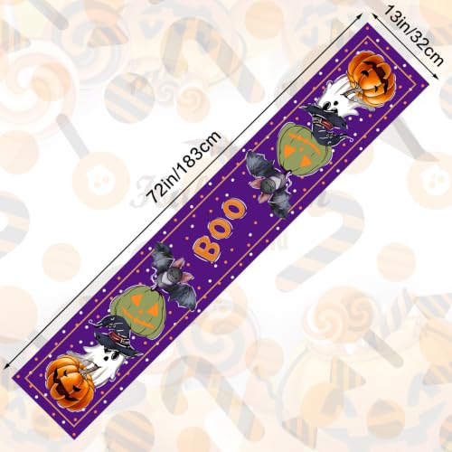 Halloween Pumpkin Ghost Table Runner 13x72 Inch for Dining & Party Decor